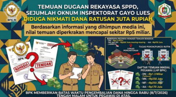 Temuan BPK Diduga Bongkar Dugaan Rekayasa SPPD di Inspektorat Gayo Lues, Pengembalian Dana Jadi Perhatian